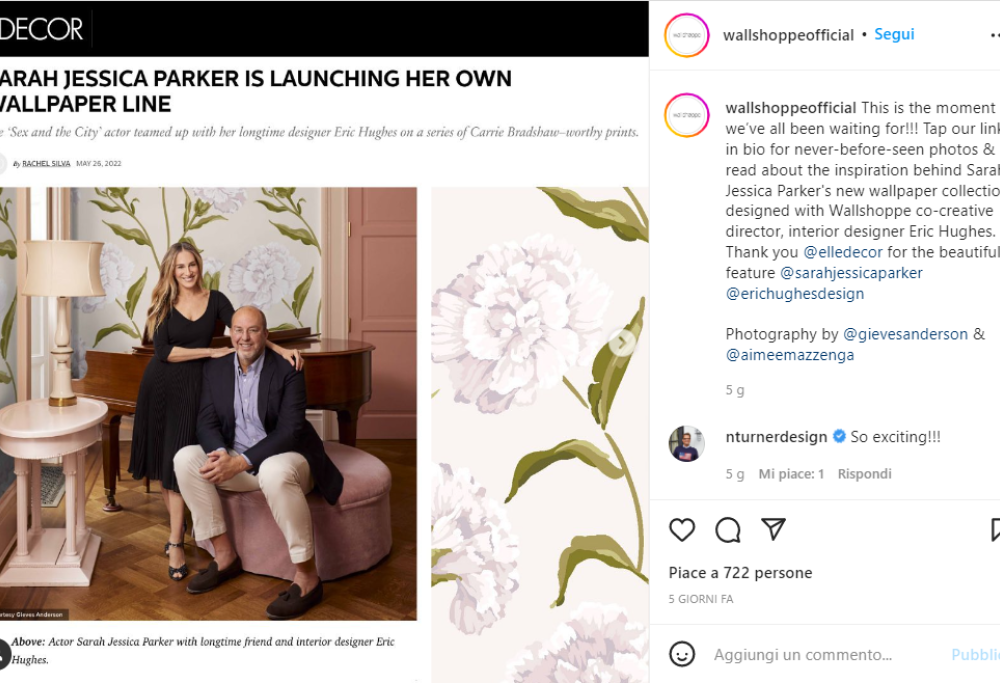 Sarah Jessica Parker diventa designer di carta da parati 