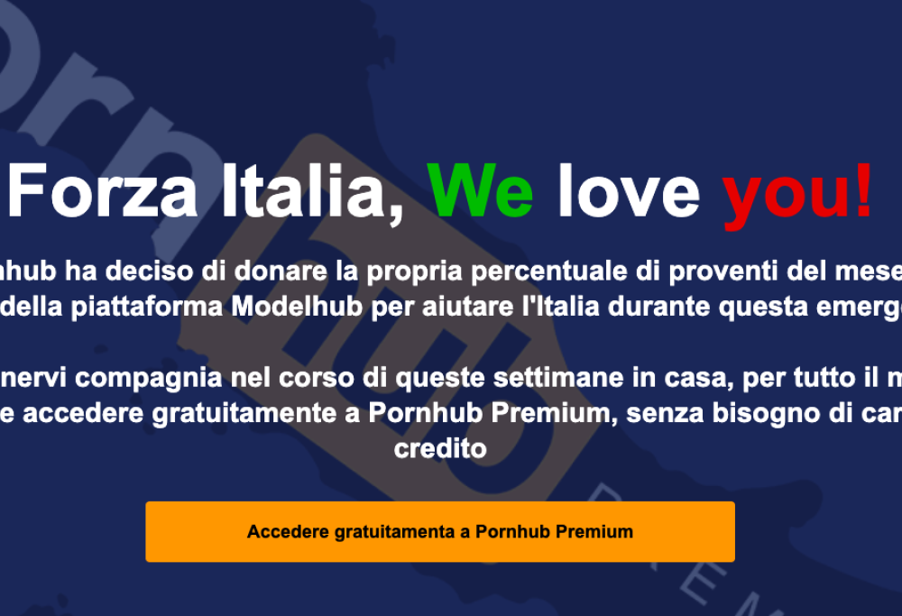 Pornhub regala il Premium a tutti gli italiani