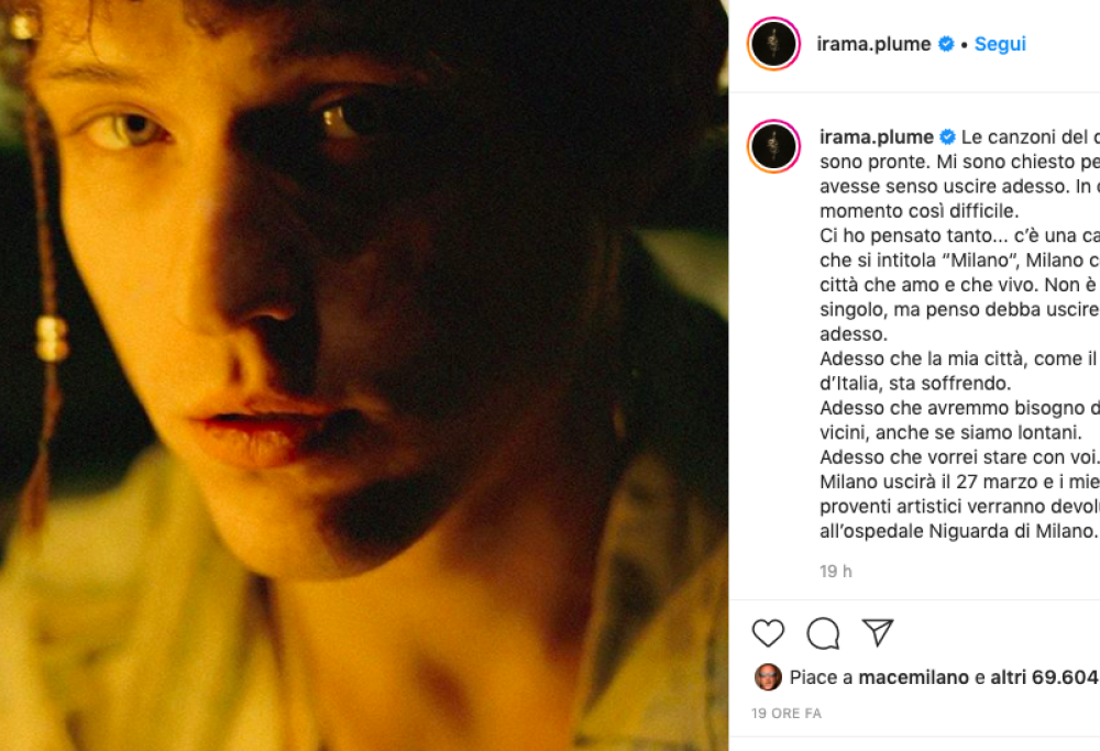 Irama, fuori il brano "Milano": i proventi devoluti all'Ospedale Niguarda contro il Covid-19