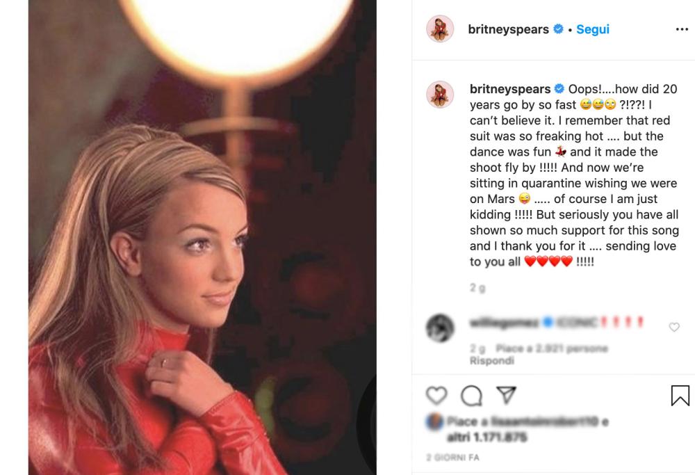 Oops!...I did it again compie 20 anni: Britney Spears festeggia così