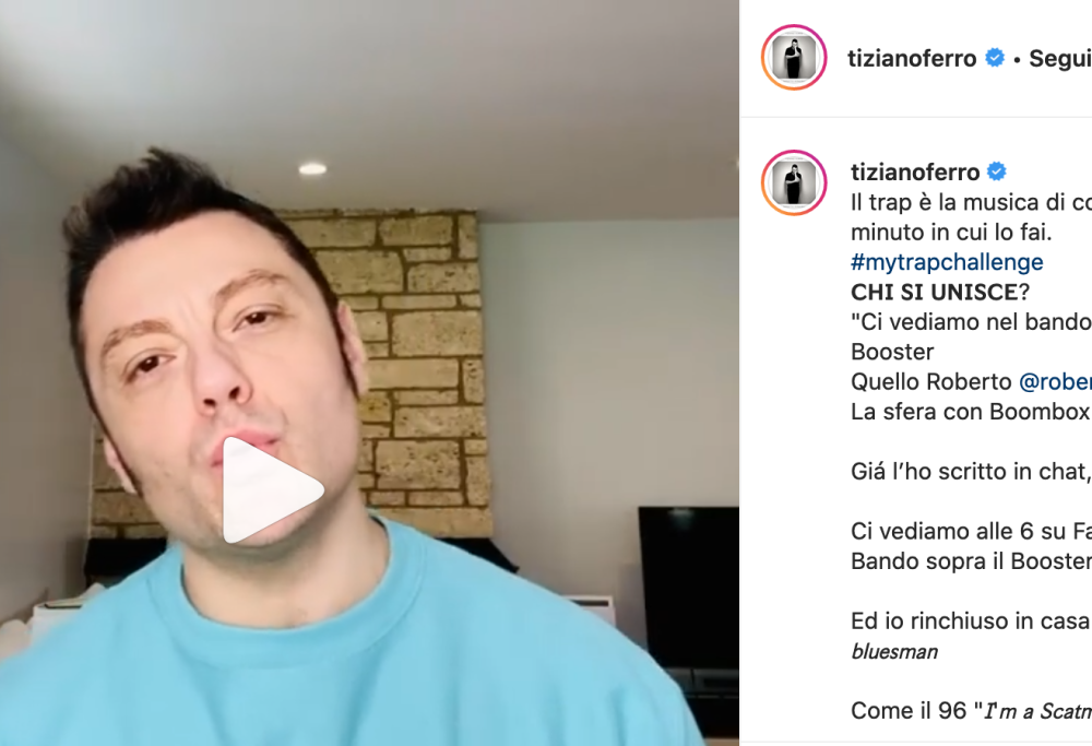 Tiziano Ferro fa una cover di Bando di Anna e lancia la "My Trap Challenge"