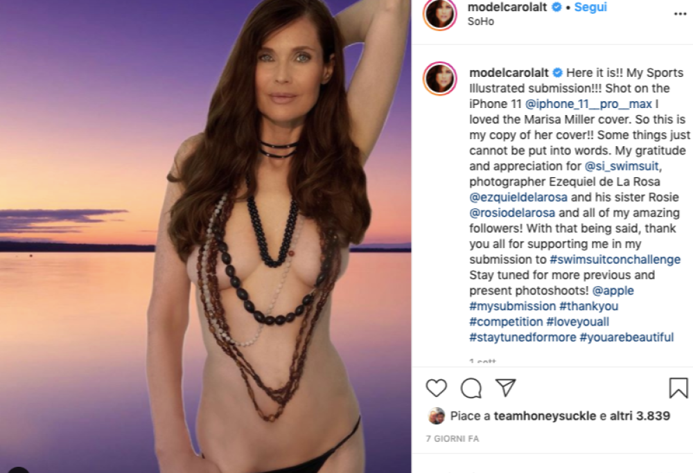 Carol Alt in topless a 60 anni spiazza tutti