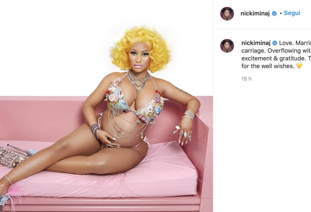 Nicki Minaj è incinta: l'annuncio su Instagram