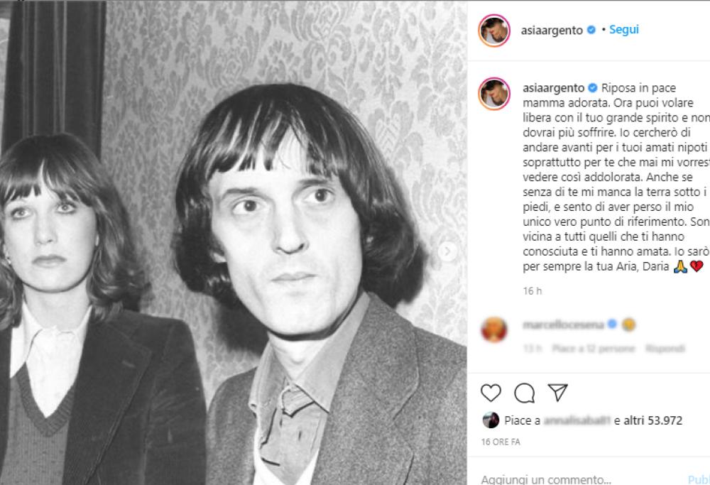 Morta la madre di Asia Argento: "Ho perso il mio punto di riferimento"