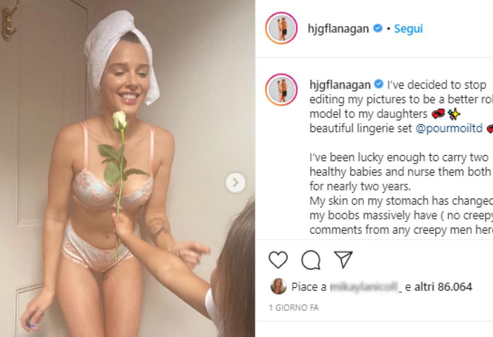 Helen Flanagan si mostra in lingerie al naturale (e con la cellulite) 