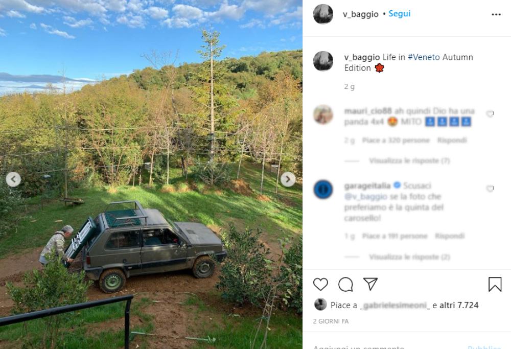 Roberto Baggio spopola su Instagram: in campagna con la sua Panda 4x4