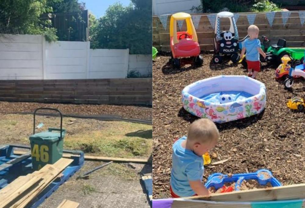 Coppia costruisce un parco giochi per i bimbi dei vicini senza giardino