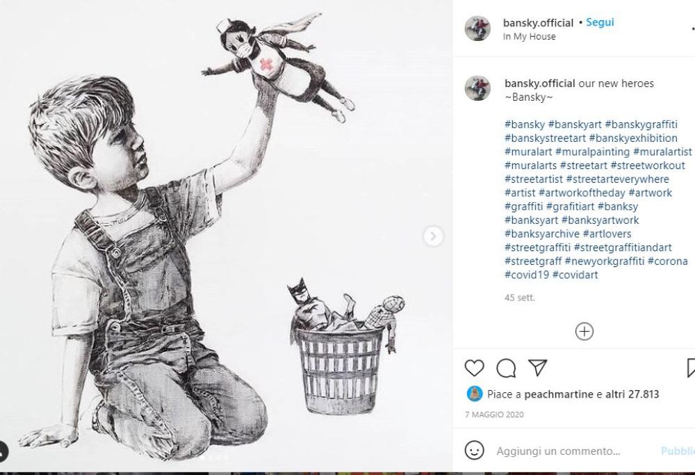 Vendita da record per l’opera di Bansky che omaggia medici e infermieri
