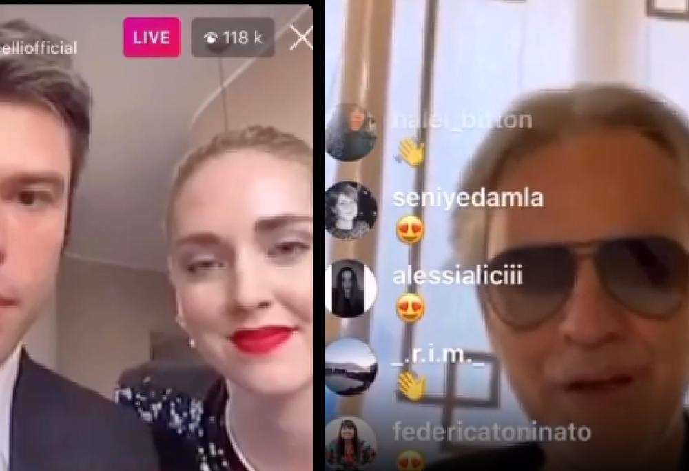 Andrea Bocelli canta in diretta Instagram con i Ferragnez