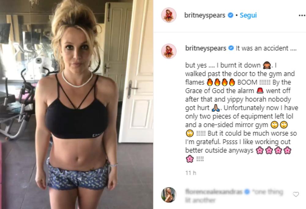 Britney Spears incendia la sua palestra per una disattenzione