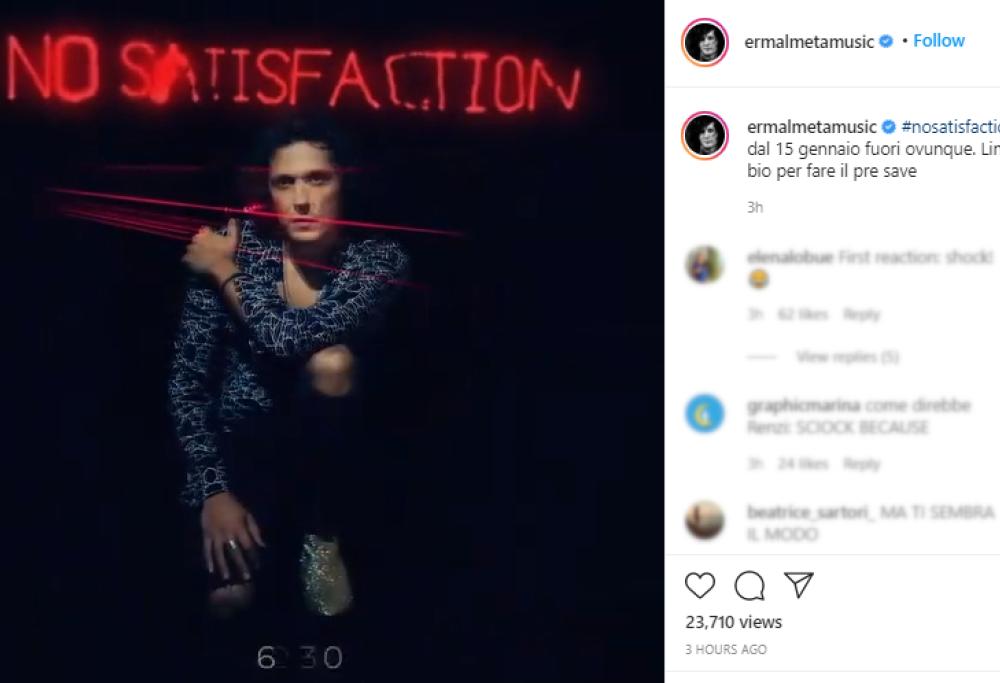 Ermal Meta torna con un nuovo singolo intitolato "No Satisfaction"