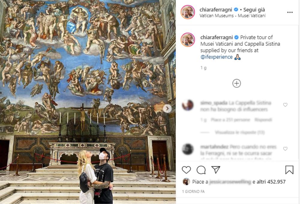 Tour privato dei Ferragnez nella Cappella Sistina: le foto scatenano la polemica