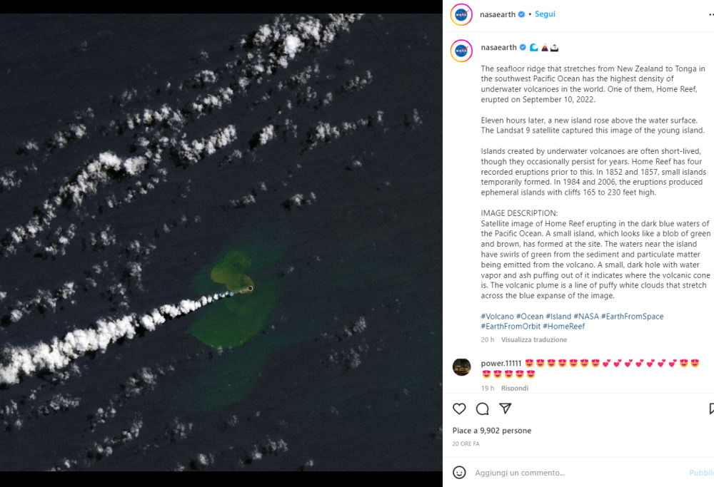 C'è una nuova isola vulcanica appena spuntata nell’Oceano Pacifico