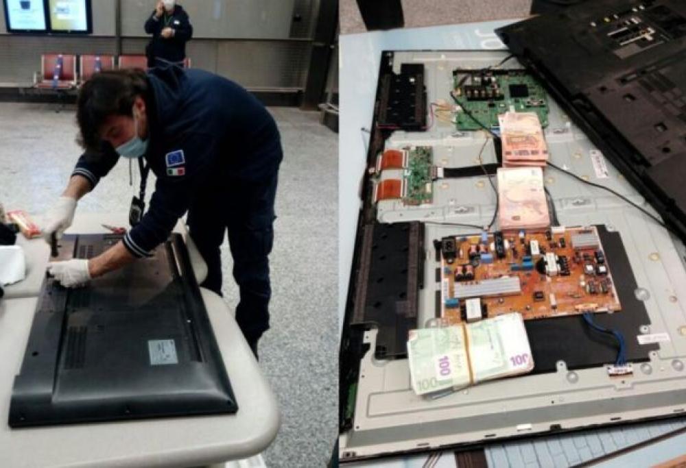 Arriva a Malpensa con 14mila euro (non dichiarati) nascosti nel televisore