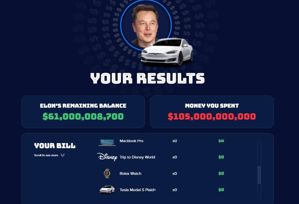  Nuovo gioco: 30 secondi per spendere tutti i soldi dei Elon Musk