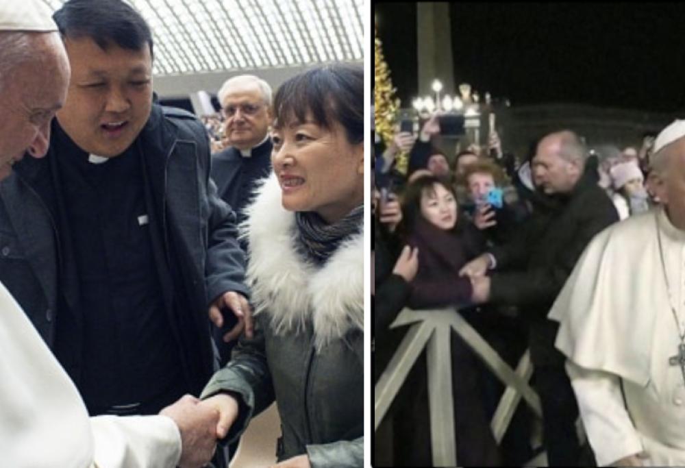 Papa Francesco incontra la fedele cinese che lo aveva strattonato
