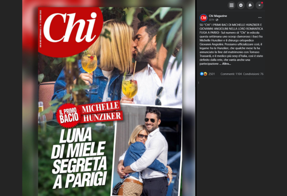 Weekend d’amore a Parigi per Michelle Hunziker e Giovanni Angiolini 
