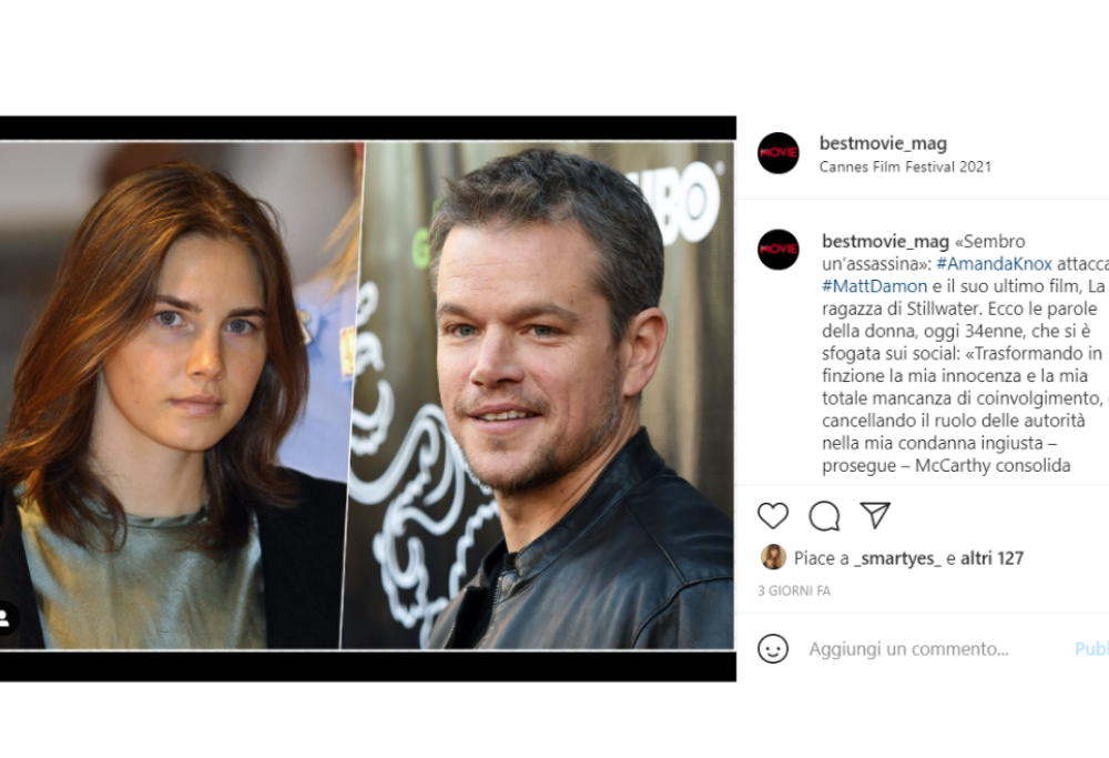 Amanda Knox si scaglia contro  “La ragazza di Stillwater”, il film che ricorda la sua storia