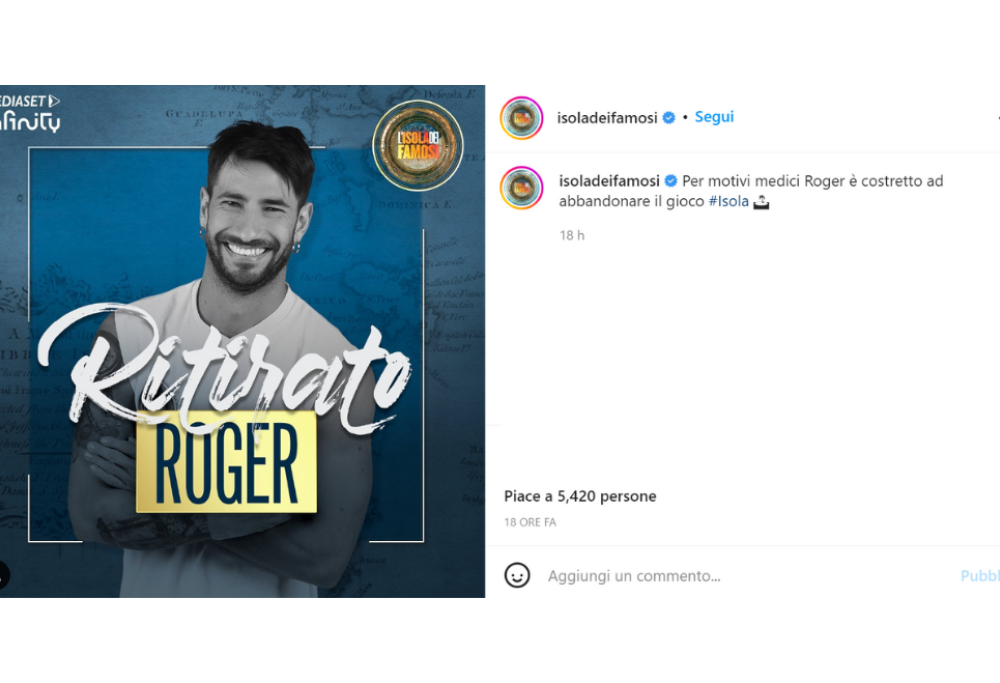 Roger Balduino si ritira dall’Isola dei Famosi a causa di un infortunio