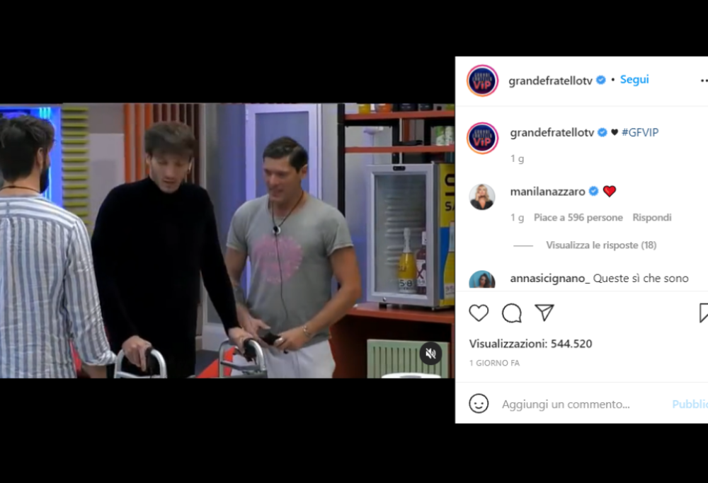 GFVip: Manuel Bortuzzo cammina per la prima volta nella casa
