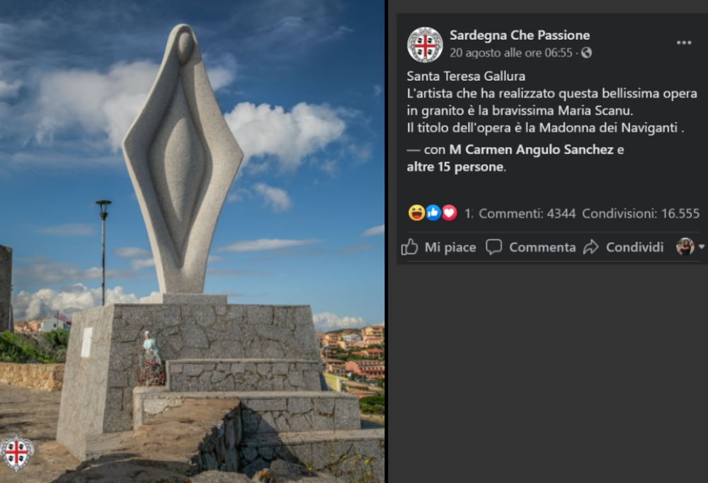La statua della Madonna a Santa Teresa di Gallura assomiglia a una vulva