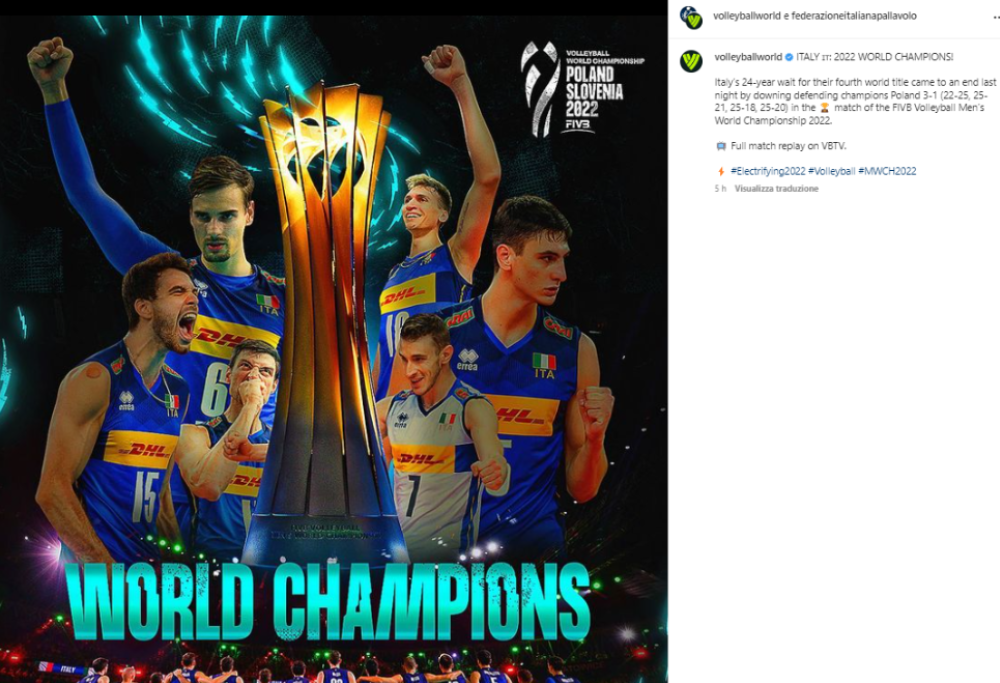 Volley maschile: l’Italia è campione del mondo