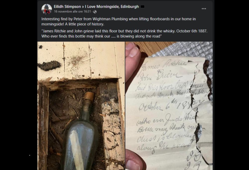 Idraulico trova un messaggio misterioso: è di 135 anni fa