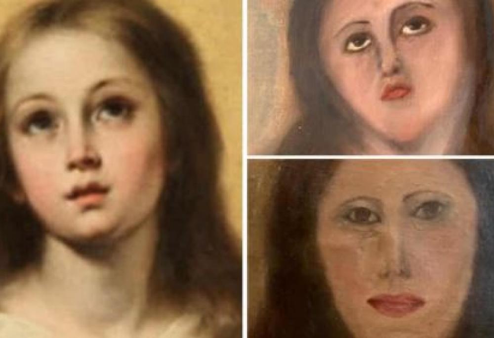 Restauratore spagnolo rovina opera d'arte Barocca deturpando il volto della Madonna 