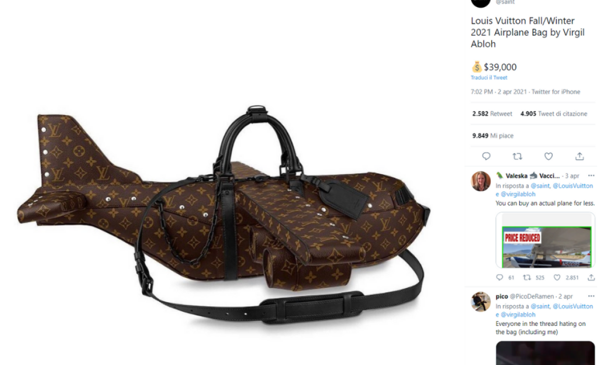 Louis Vuitton firma una borsa a forma di aereo da 32.000 euro