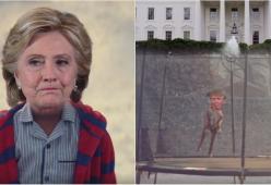La parodia dello spot natalizio con Trump e Hillary Clinton. Lei una bambina, lui... cane di famiglia