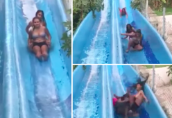 Terribile scontro sullo scivolo dell'acquapark, il video