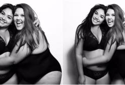 Due top model oversize postano i loro scatti  prima e dopo il ritocco al computer