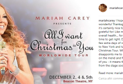 Mariah Carey: tour di Natale rinviato per dei problemi di salute