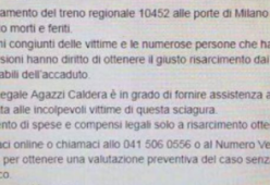 Treno deragliato a Milano: studio legale offre assistenza alle vittime e il web lo accusa di sciacallaggio