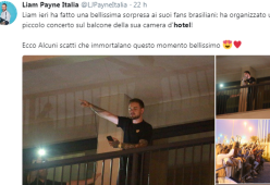 Liam Payne improvvisa un concerto sulla terrazza dell'hotel per i fan