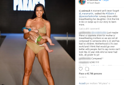 Sfila in passerella mentre allatta la figlia: Mara Martin incanta il pubblico