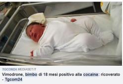 Bimbo di un anno e mezzo risultato positivo alla cocaina