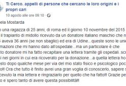 Roma, vuole trovare il donatore che le ha salvato la vita: lancia l'appello social