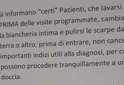 Messina, l'avviso shock del primario ai pazienti: "Lavatevi prima delle visite"