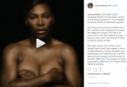 Serena Williams canta a seno nudo per la lotta contro il cancro