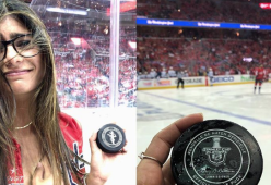 Disco da hockey colpisce al seno la pornostar Mia Khalifa, rovinando la protesi