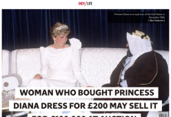 Compra un abito a 200 sterline: era di Lady Diana e ora vale oltre 100mila euro