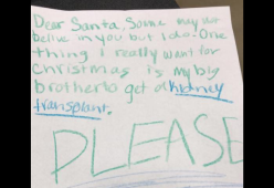 “Caro Babbo Natale, l’unica cosa che vorrei è un rene per mio fratello”, ecco la letterina che sta commuovendo il web