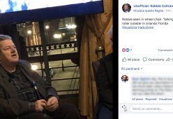 Harry Potter, l’attore Robbie Coltrane fotografato sulla sedia a rotelle