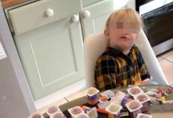 Bimba di 3 anni, sola per 10 minuti, divora 18 yogurt: il post è virale
