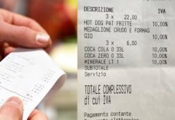 Scontrino shock a Roma: 120 euro per 4 panini, 4 lattine di Coca e un'acqua