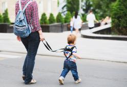 Passeggia con il figlio al guinzaglio: "Così è libero di muoversi"