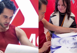 La sorpresa di Mahmood di fronte al ritratto fatto da una sua fan