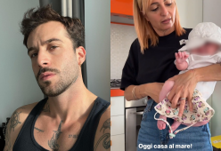 Andreas Muller e Veronica Peparini al mare con le gemelline
