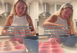 Mamma single in lacrime si prepara la torta di compleanno